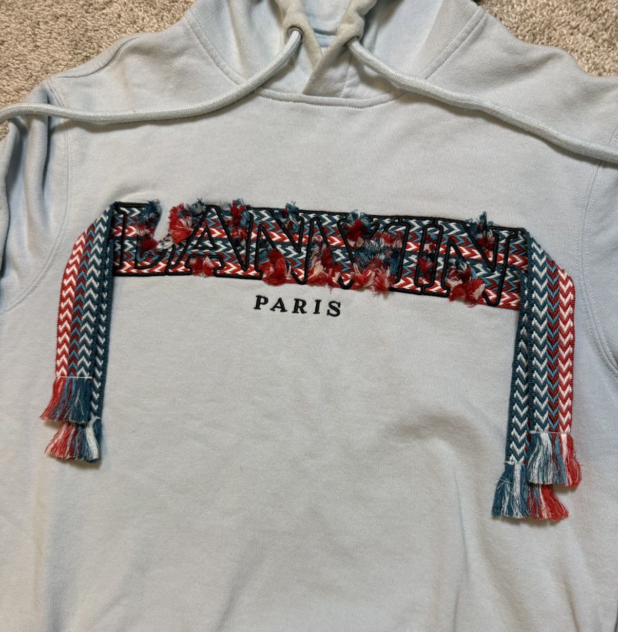 Lanvin Lanvin Embroidered Curblace Hoodie Sky Blue Size US S / EU 44-46 / 1 - 3 Thumbnail