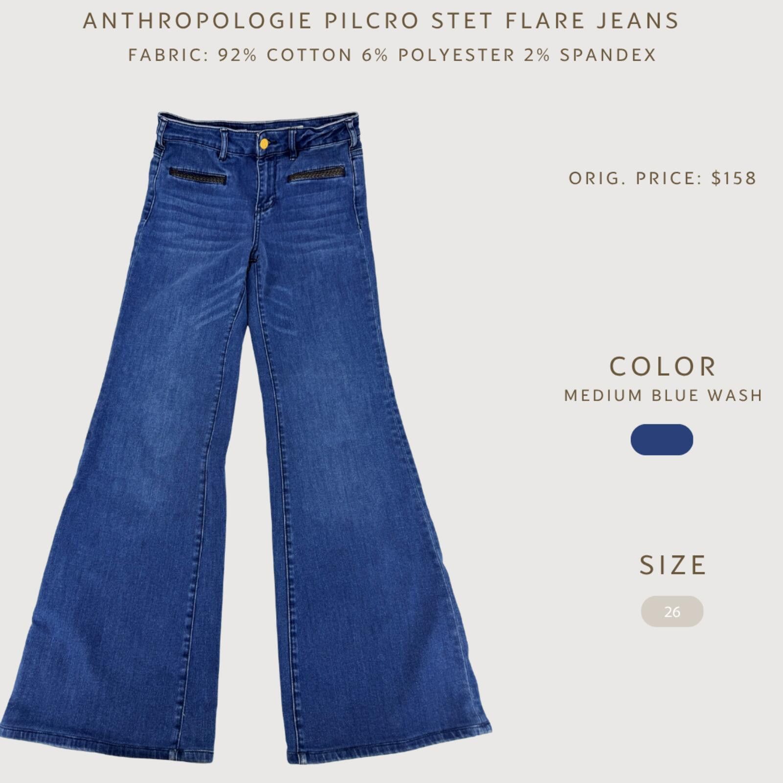 Other Anthropologie Pilcro Stet Flare Jeans 26 Size 26" / US 2 / IT 38 - 2 Thumbnail