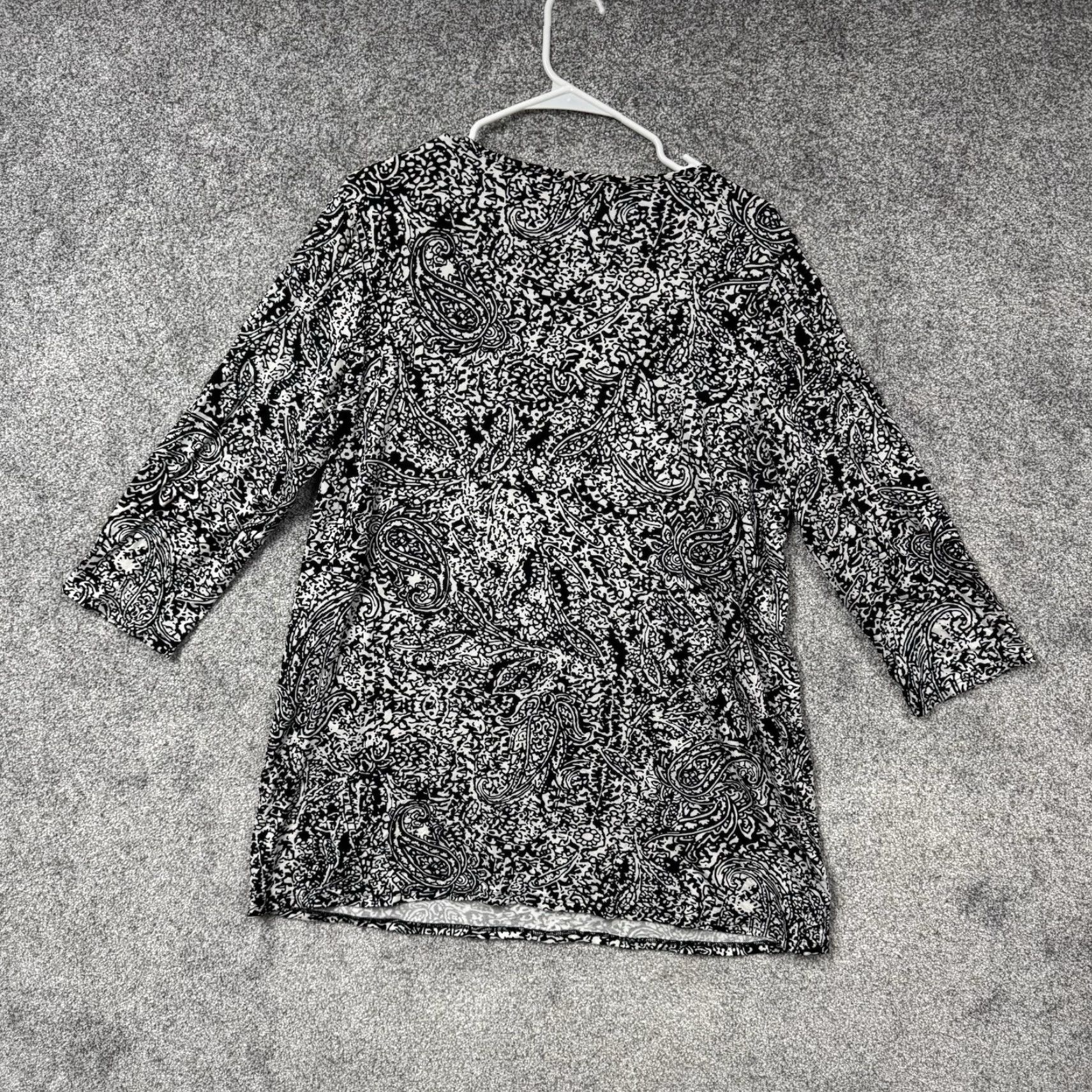 Laura Ashley VINTAGE Laura Ashley Top Paisley Blouse Tunic 3/4 Sleeve Black Women L Round Neck Office Workwear Classic Peasant Modern Seasonal Lightweight Size L / US 10 / IT 46 - 6 Thumbnail