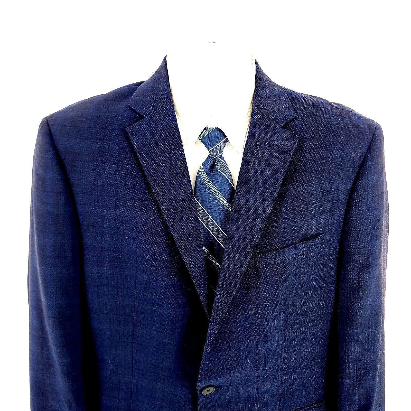 Calvin Klein Calvin Klein Wool 2 Button Blue Birdseye Windowpane Blazer 4 Size 42R - 1 Thumbnail