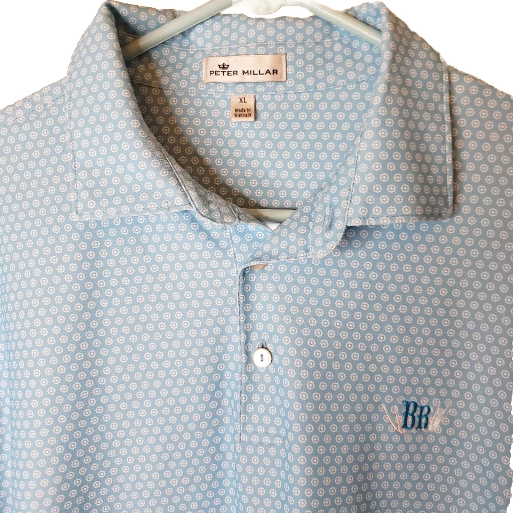 Peter Millar Peter Millar Crown Crafted Geometric Print Golf Polo Men's XL Blue S. S. Shirt Size US XL / EU 56 / 4 - 4 Thumbnail