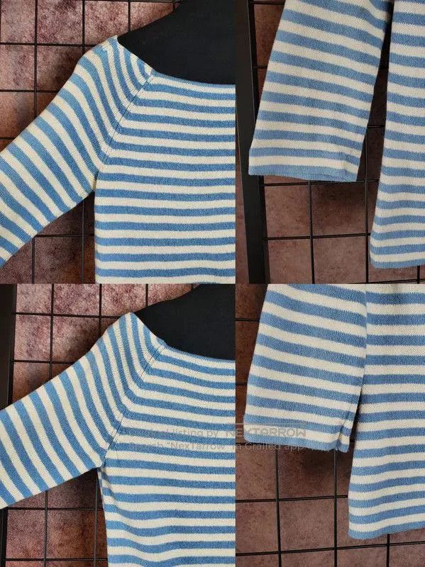 Burberry Burberry Light Blue Striped Cotton Knit Top. Size S / US 4 / IT 40 - 6 Thumbnail