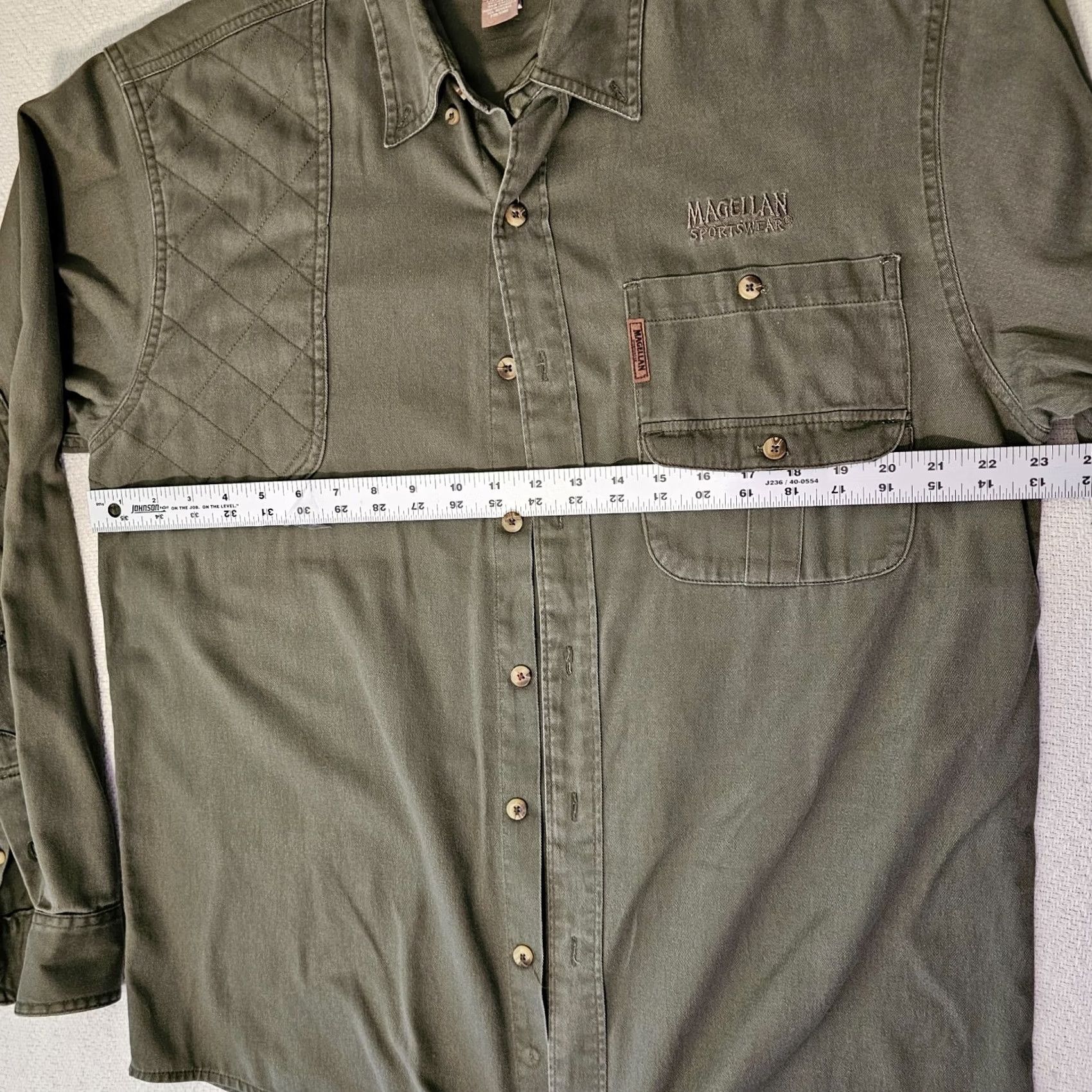 Vintage Magellan Button-Down Shirt Work Heavyweight Long Sleeve Quilted Acc Green Cotton Mens M Size US M / EU 48-50 / 2 - 6 Thumbnail