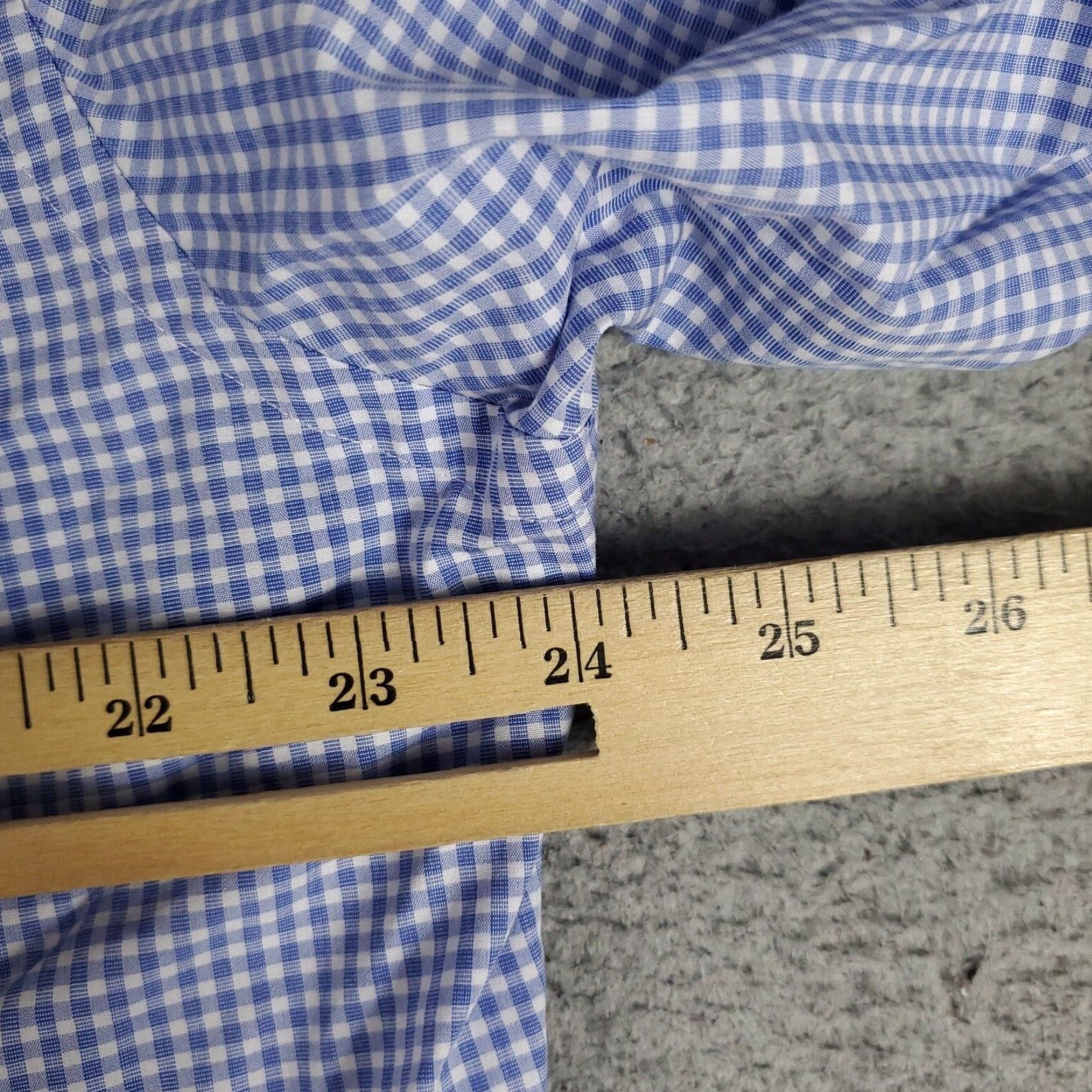 David Donahue David Donahue Dress Shirt Mens Size 17 Blue Check Long Sleeve Button Up Regular Fit Size 46R - 6 Thumbnail
