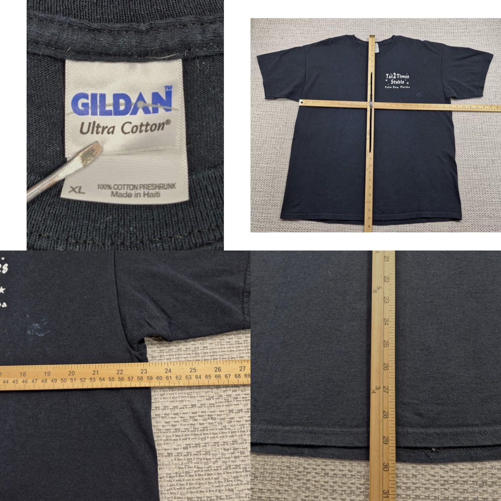 Gildan Tat2 Times Studio Shirt Mens XL Black Palm Bay Florida Tattoo Skull Tee Gildan Size US XL / EU 56 / 4 - 8 Thumbnail