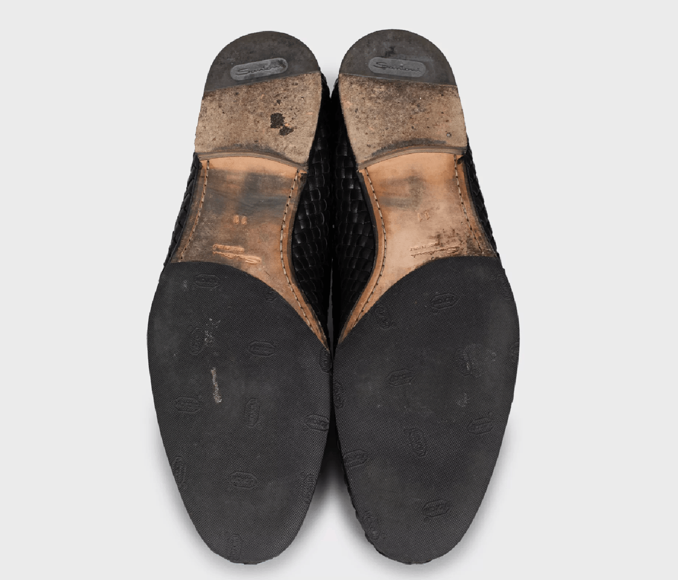 Santoni Santoni Men’s Black Braided Leather Loafers Size US 12 / EU 45 - 5 Thumbnail