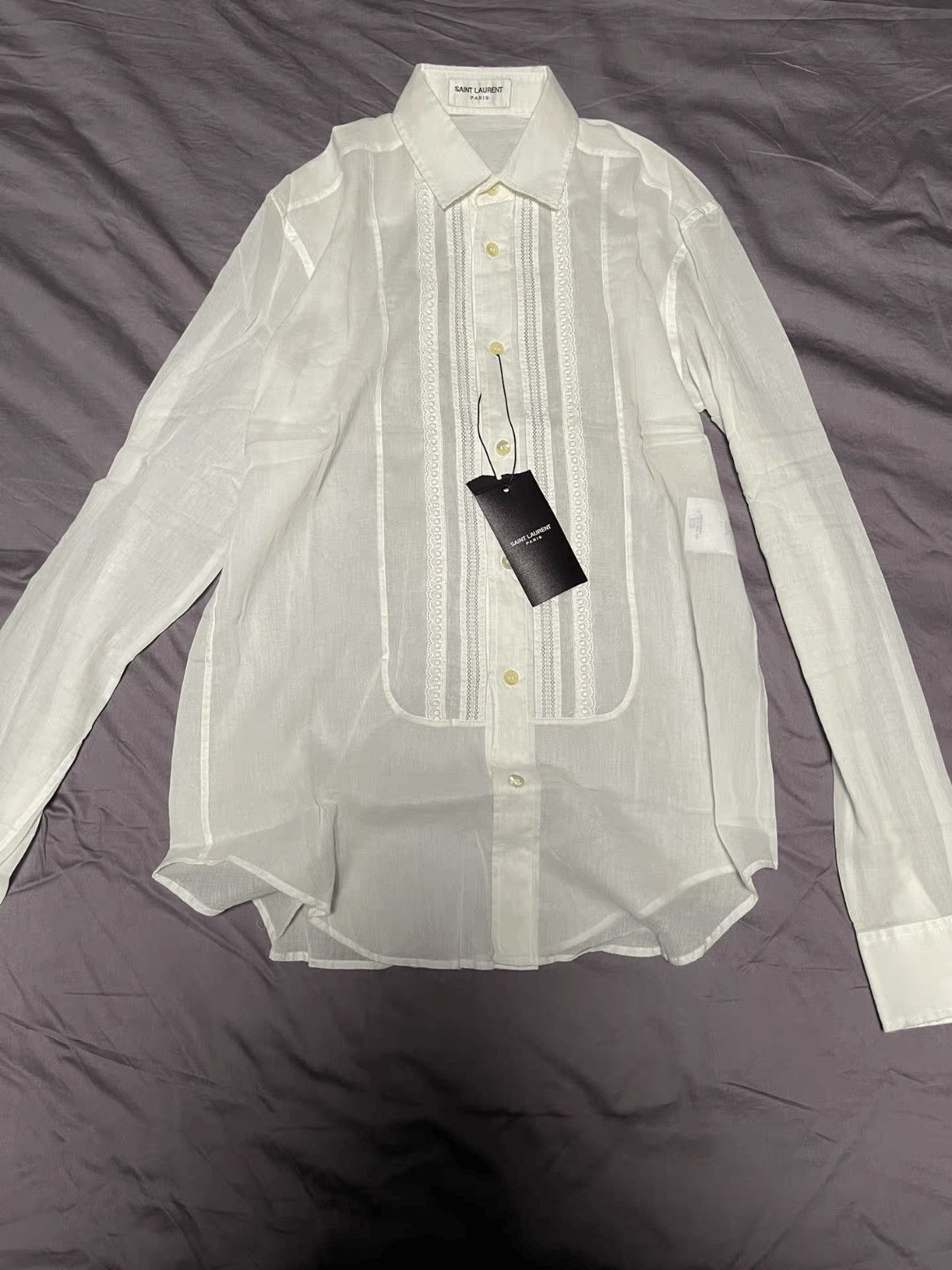 Sz 37 Saint Laurent Paris 16SS Runway Distressed Shirt