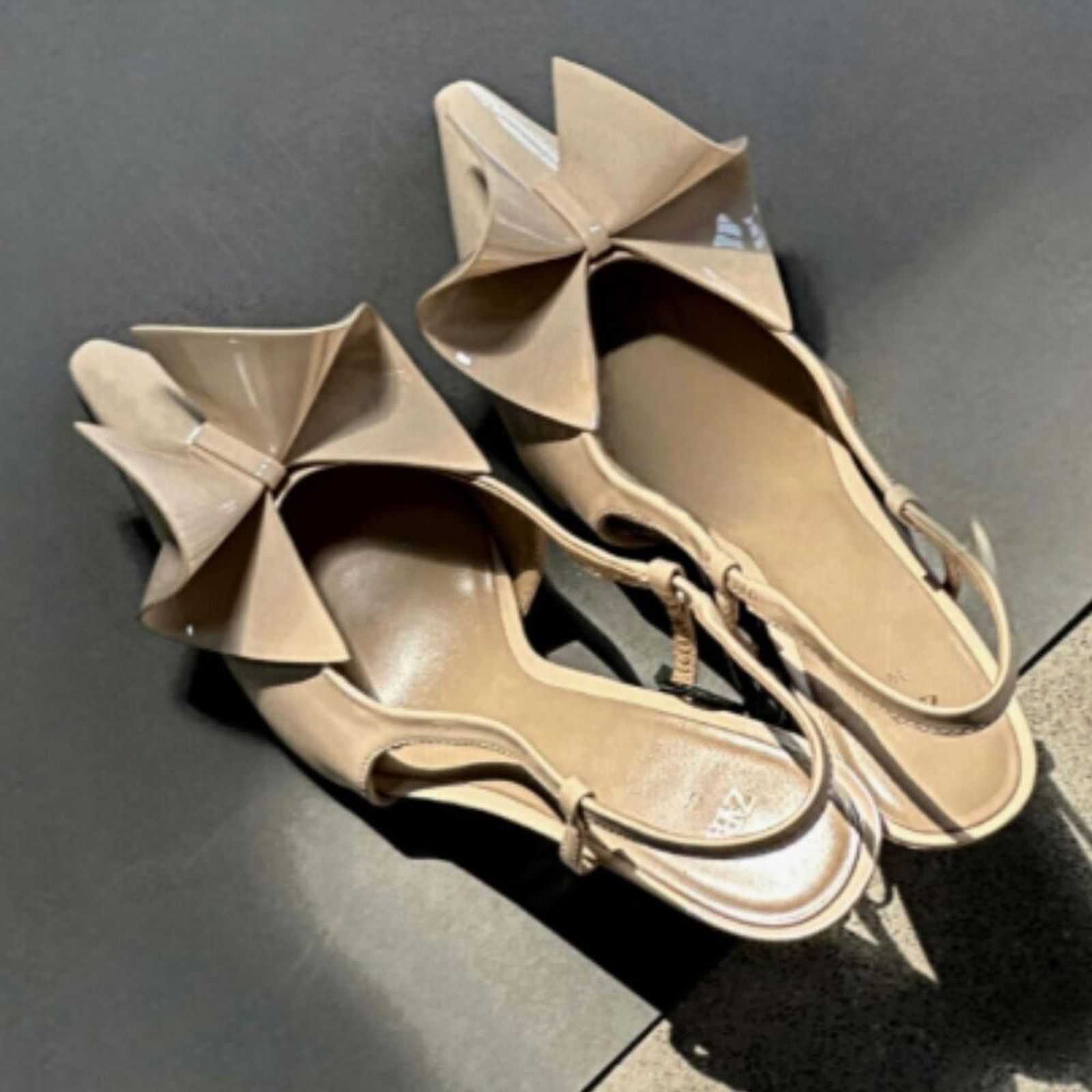 Zara Zara Bow Slingback Heels Cream Pointed Toe NWT Size US 6.5 / IT 36.5 - 9 Thumbnail