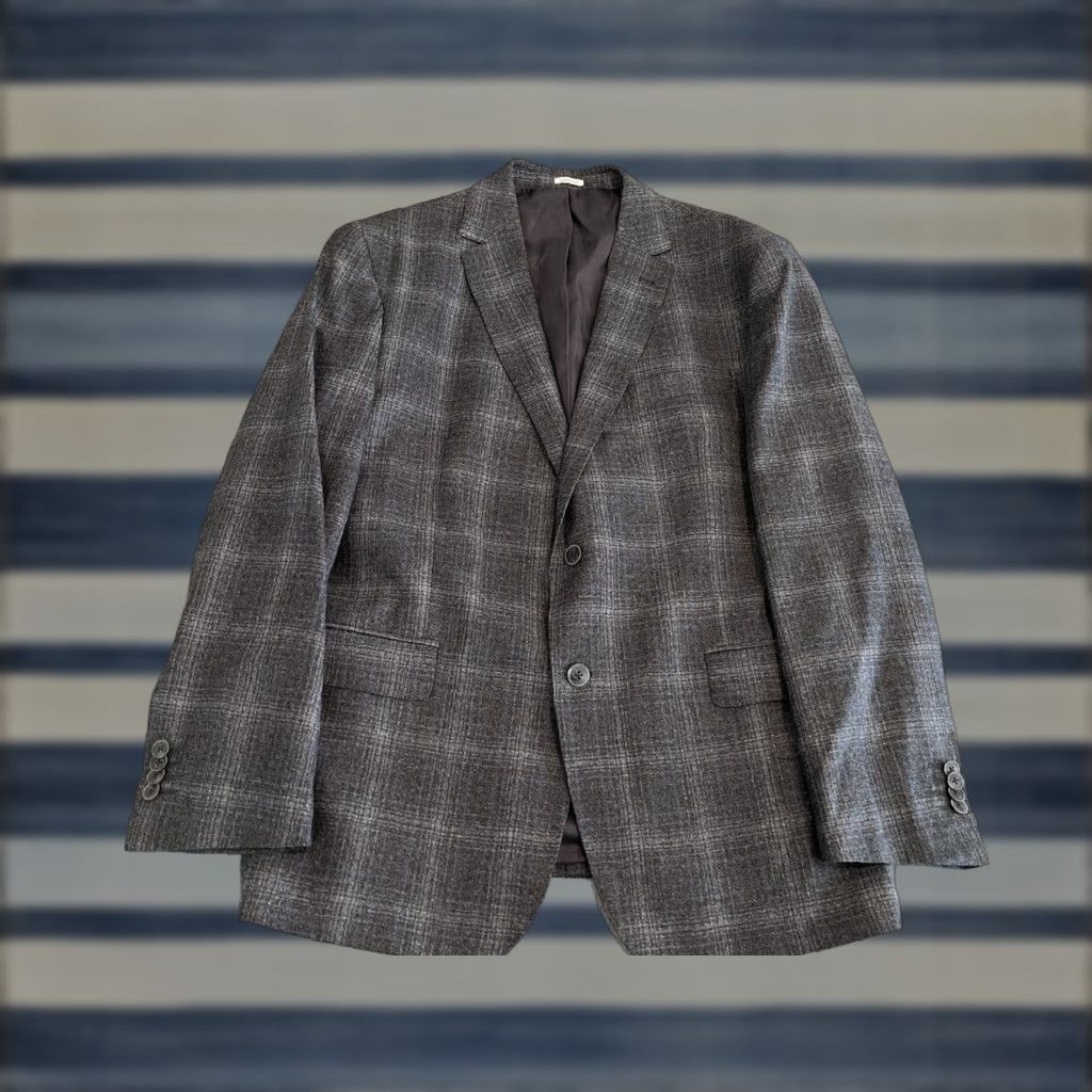Joseph Abboud Joseph Abboud Heritage Plaid Wool Blazer Sport Coat Blazer Mens 46R Gray Blue 2 Button Regular Coat Jacket Size 46R - 1 Thumbnail