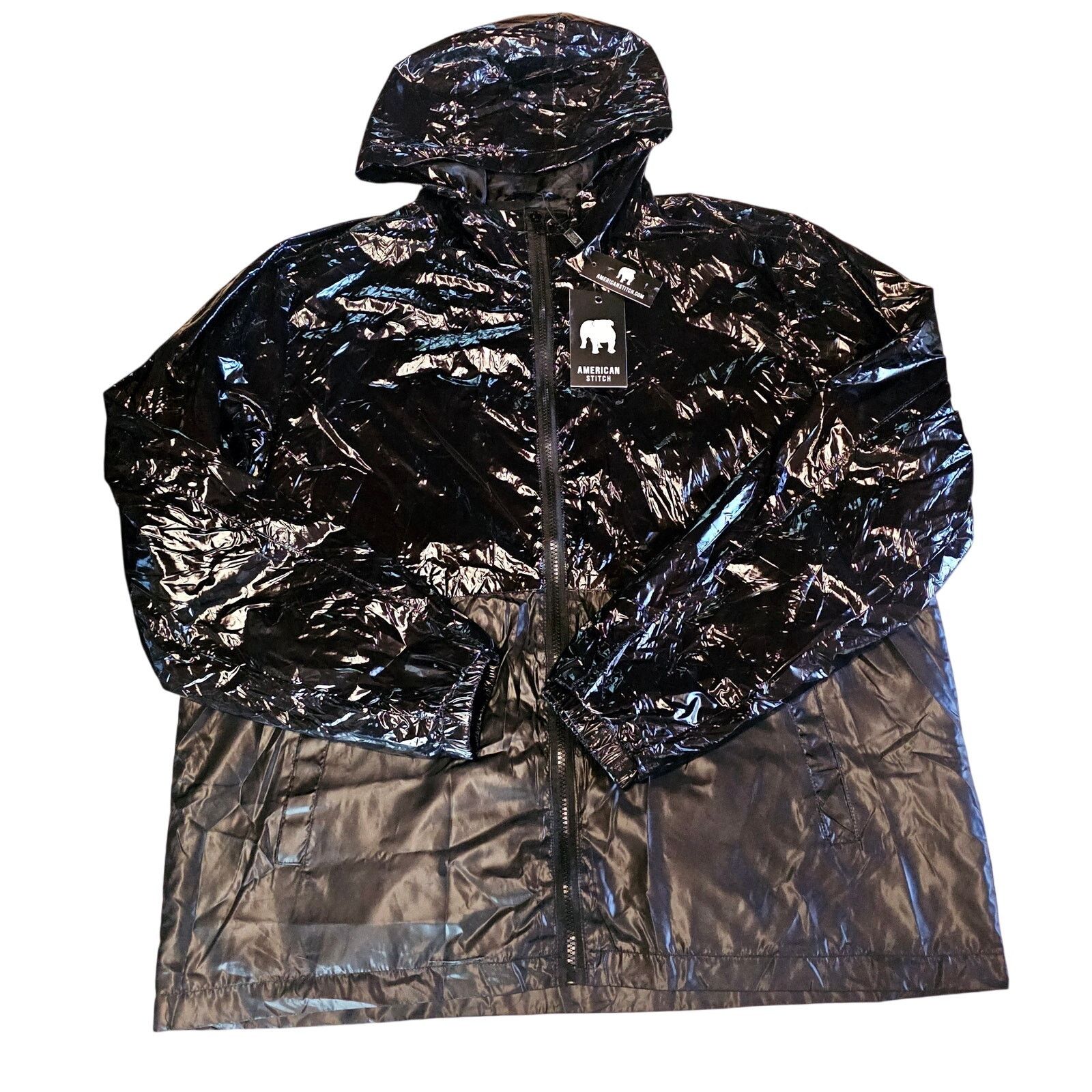 American Stitch NEW American Stitch Black Shine Hooded Zip Jacket L 3377 Size US L / EU 52-54 / 3 - 1 Thumbnail