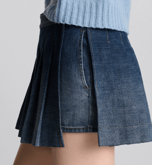 Dior o1w1db11225 452J51 Mini Skirt with Integrated Short in Blue Size 27" / US 4 / IT 40 - 6 Thumbnail
