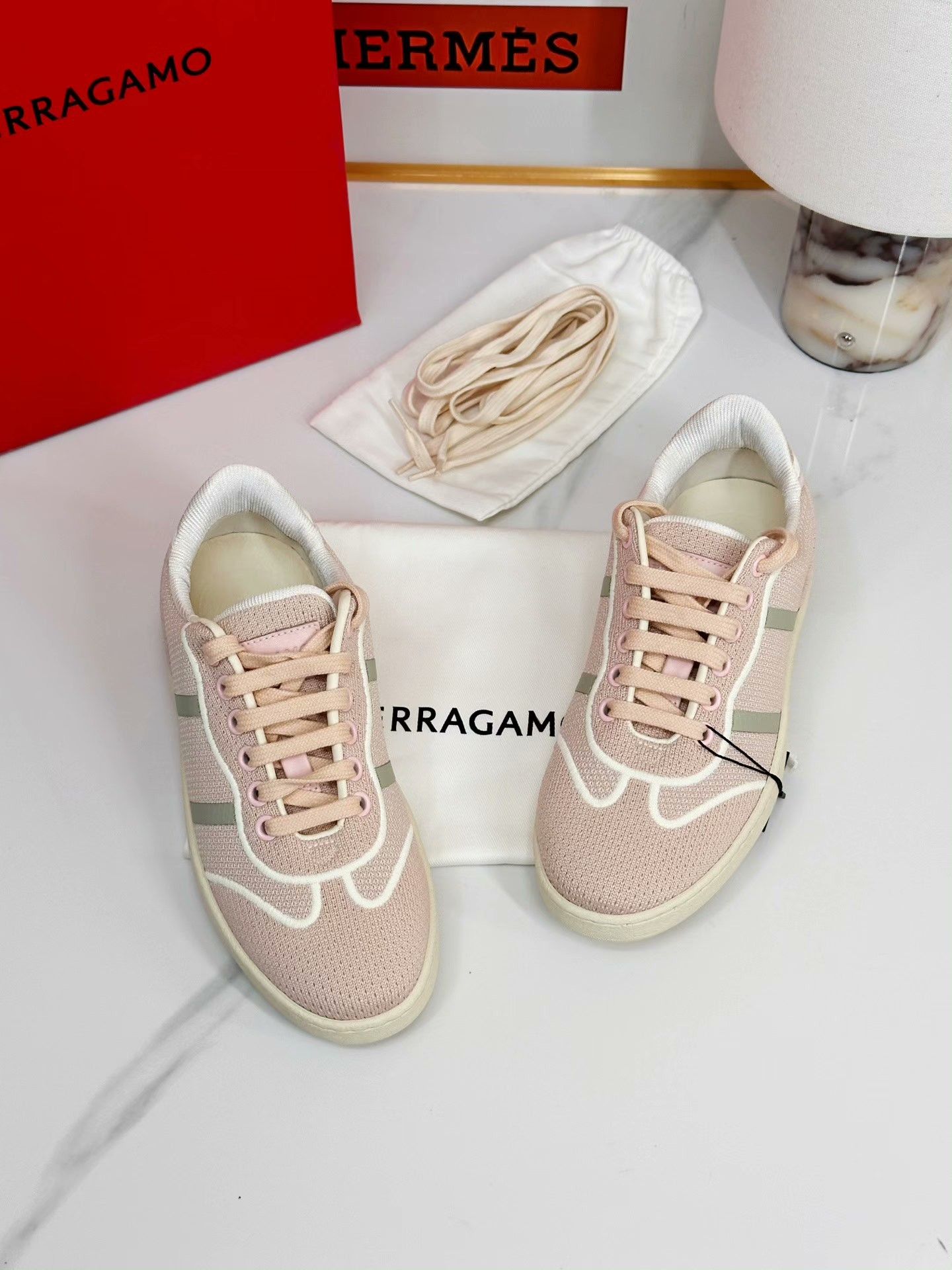 Salvatore Ferragamo Ferragamo Pink Casual Sneakers Size US 4 / IT 34 - 1 Thumbnail