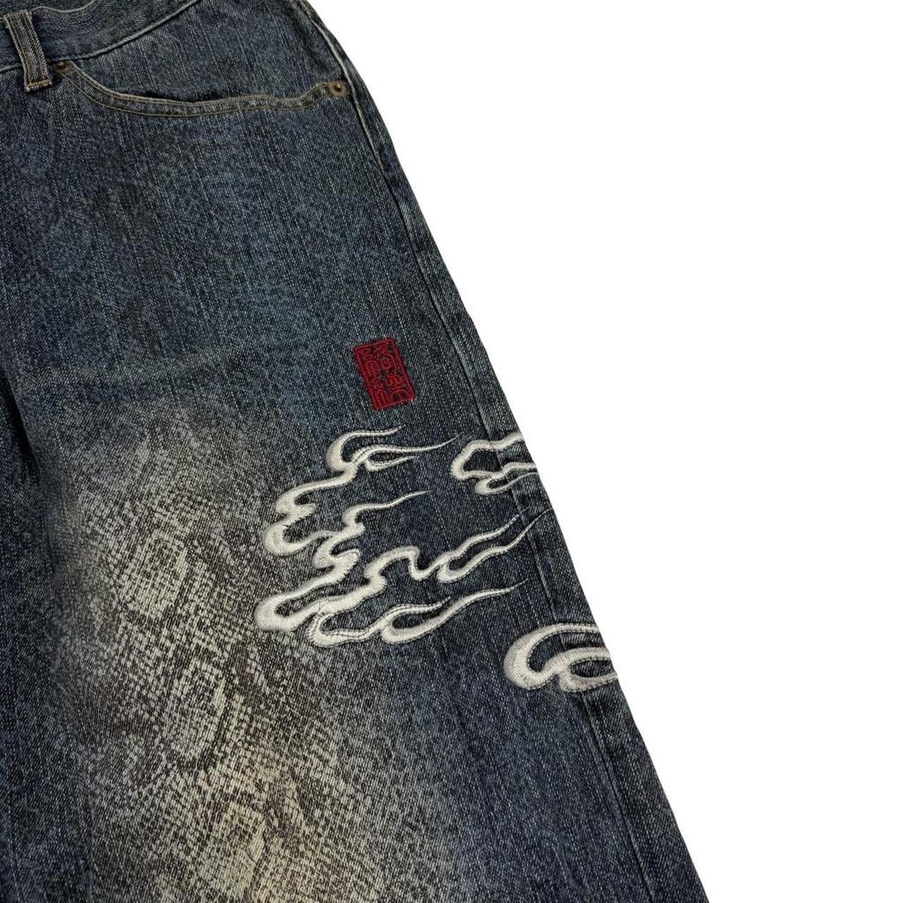 Karakuri Tamashii Karakuri Tamashii Embroidered Dragon Japanese Jeans Waist 37 Size US 37 - 4 Thumbnail