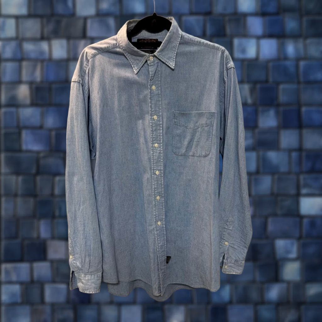 Ralph Lauren RRL RALPH LAUREN Men's Long-Sleeve Shirt L Light Blue Solid Casual USED Size US L / EU 52-54 / 3 - 1 Thumbnail
