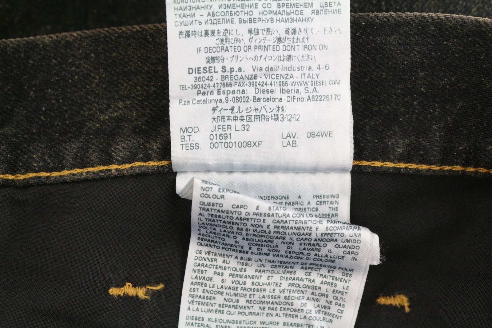Diesel JIFER 084WE W32/L32 Black Faded Tapered Jeans 89129 Size US 32 / EU 48 - 10 Thumbnail