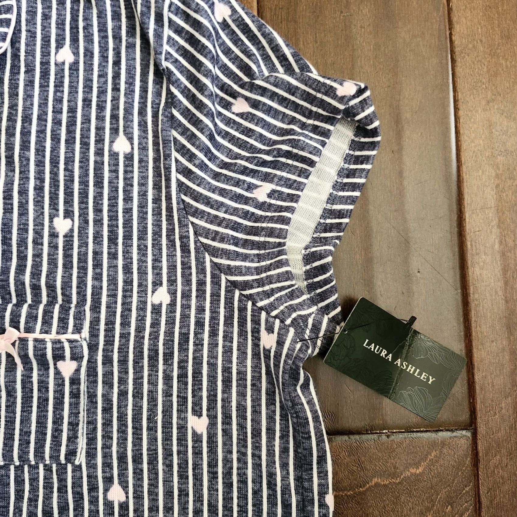 Pinko PINK Laura Ashley Junior Pajama Top Denim Striped Button Short Sleeve XL Multicolor Teens Womens Mens Size XL / US 12-14 / IT 48-50 - 6 Thumbnail