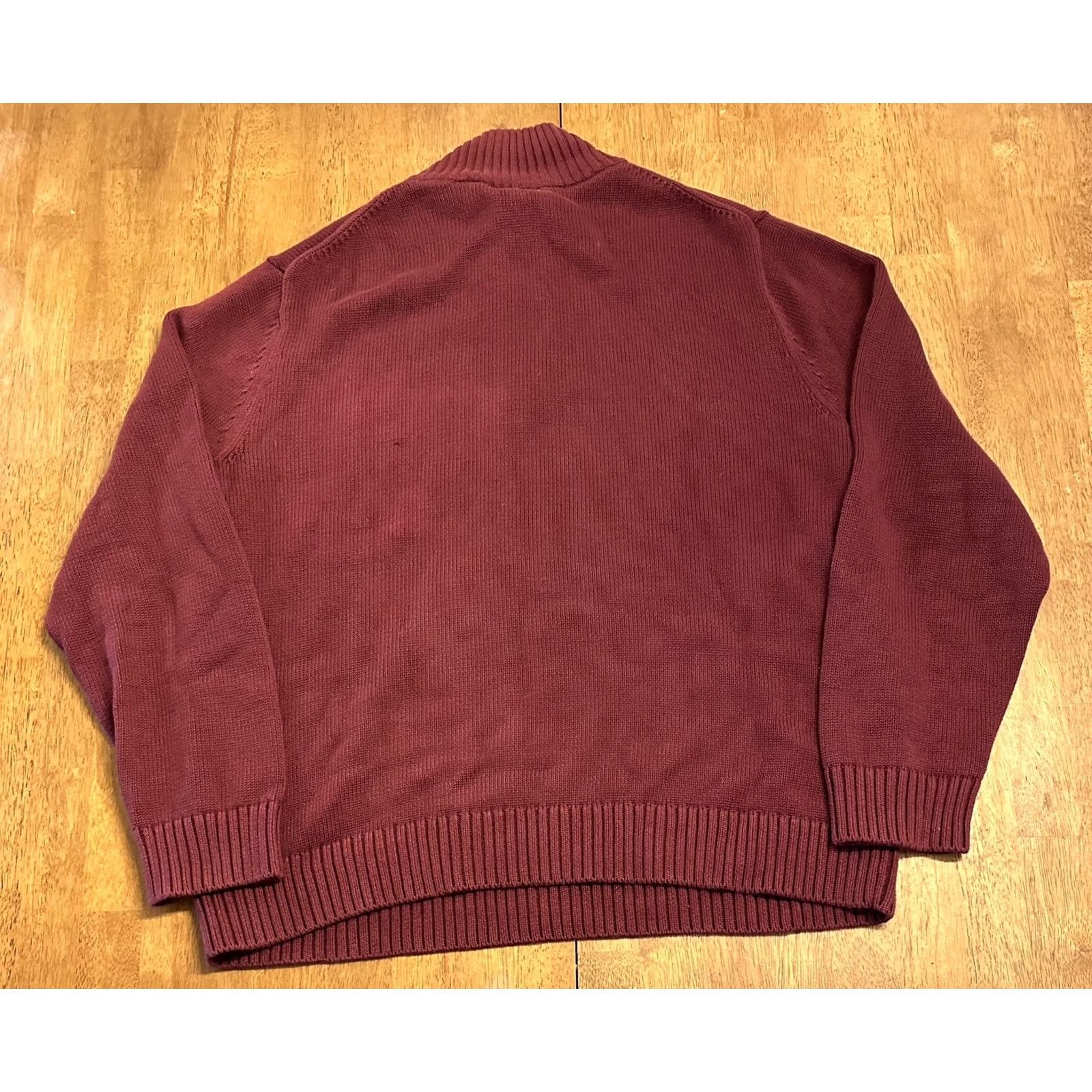Vintage LL Bean 1/4 Zip Cotton Knit Pullover Sweater XL Red Mens Size US XL / EU 56 / 4 - 2 Thumbnail