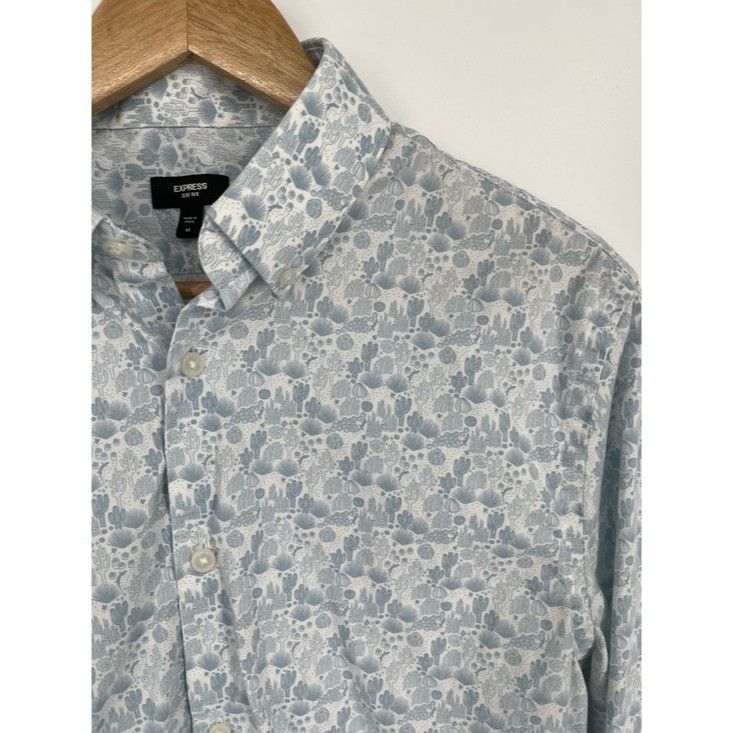 Express Express Slim Fit Long Sleeve Button Down Cactus Shirt Mens M Size US M / EU 48-50 / 2 - 3 Thumbnail