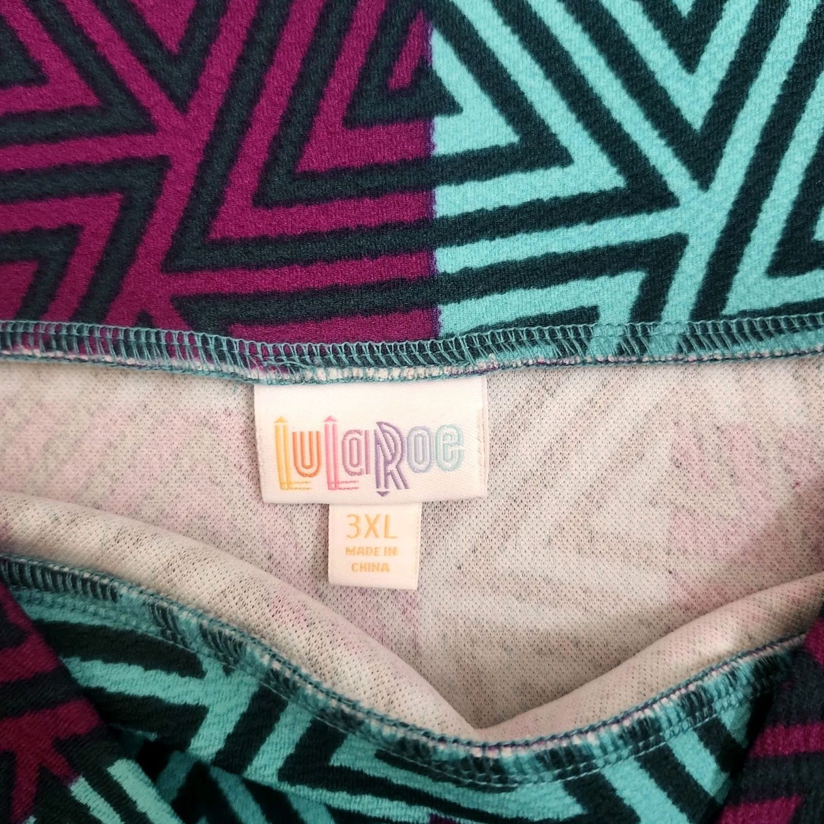 Vintage VINTAGE LuLaRoe Cassie Skirt 3XL Geometric Purple Teal Pencil Stretch NWT Size 40" / US 18 - 6 Thumbnail