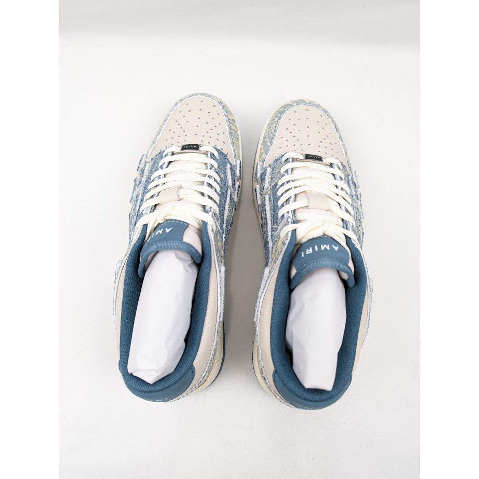 Amiri o1rshd1 Skelton Low-Top Sneakers in Natural/Denim Size US 12 / EU 45 - 19 Thumbnail