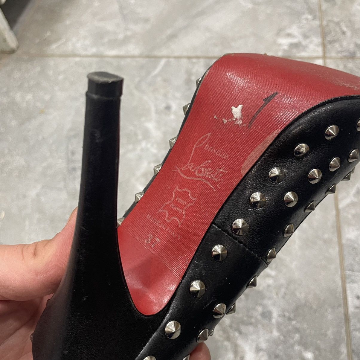 Christian Louboutin × If Six Was Nine Christian Louboutin Spike Heels Bianca Black Leather Platfor Size US 7 / IT 37 - 9 Thumbnail