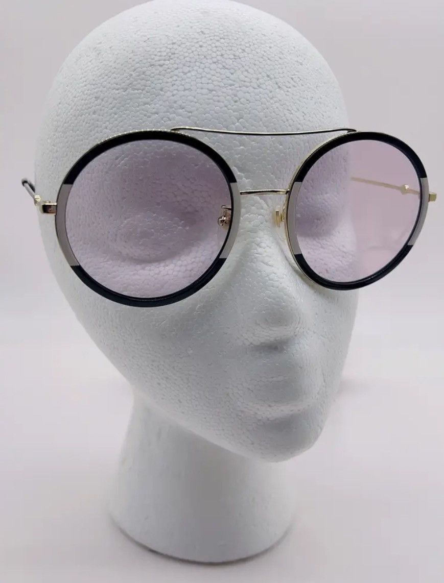 Gucci Gucci Black and White Round Light Tint Sunglasses Size ONE SIZE - 4 Thumbnail