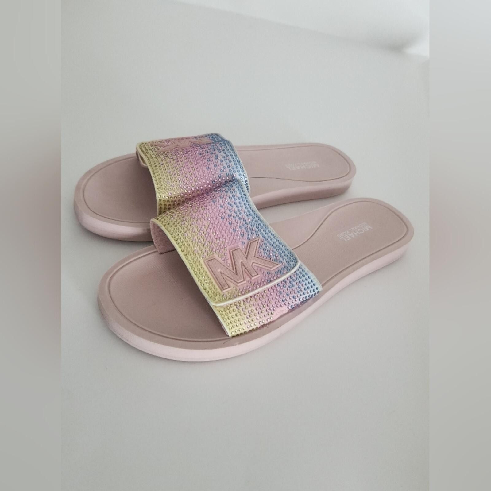 Michael Kors Michael Kors Pink Iridescent Crystal Slide Sandals Size US 8 / IT 38 - 3 Thumbnail
