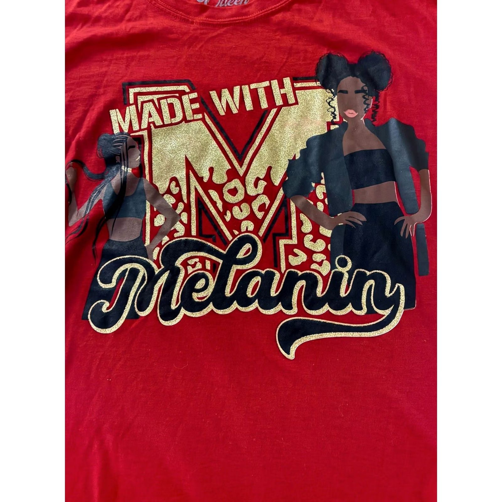 Vintage Blessed Queen Made with Melanin T-Shirt Red Womens L Size L / US 10 / IT 46 - 3 Thumbnail