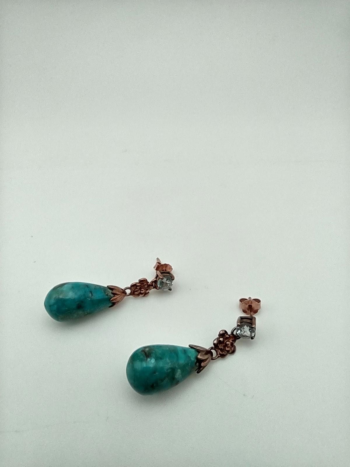 J.T. Beckett J&T Thailand 925 Sterling Turquoise Blue Topaz Drop Earrings Size ONE SIZE - 5 Thumbnail