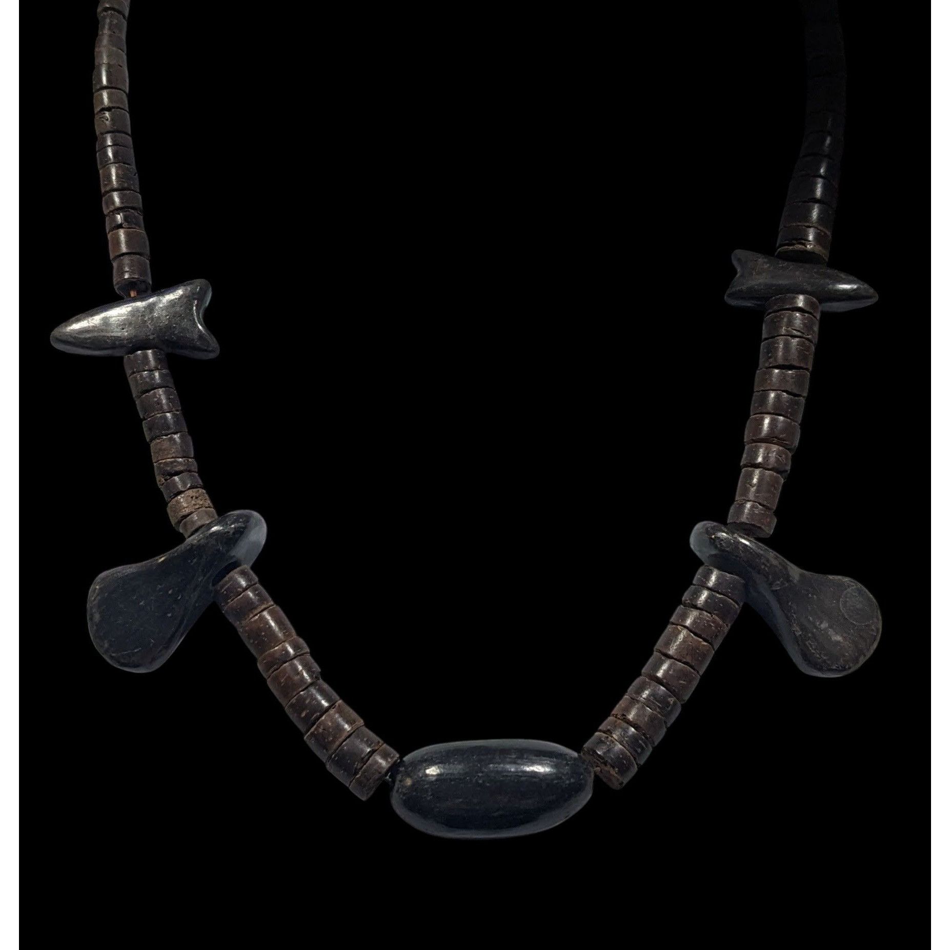 Other Vintage Ethnic Carved Brown And Black Wood Beaded Necklace Size ONE SIZE - 2 Thumbnail