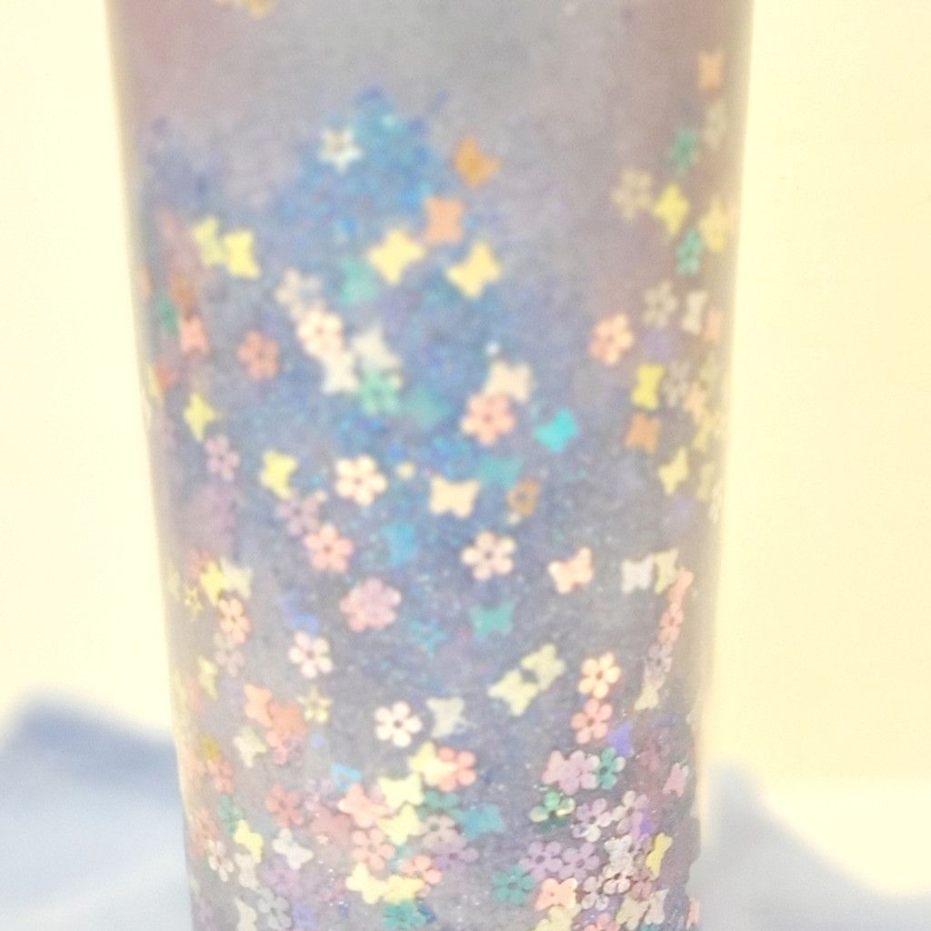 Handmade Hand Crafted Purple Glitter 30 Oz Tumbler Butterfly Floral Size ONE SIZE - 5 Thumbnail