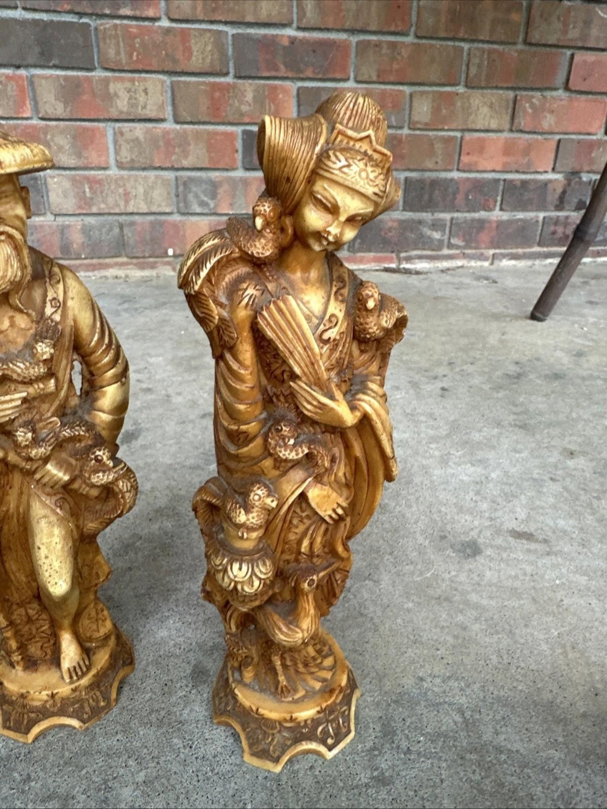 Designer Vintage Hand Carved Wooden Asian Statues Mid Century Size ONE SIZE - 4 Thumbnail