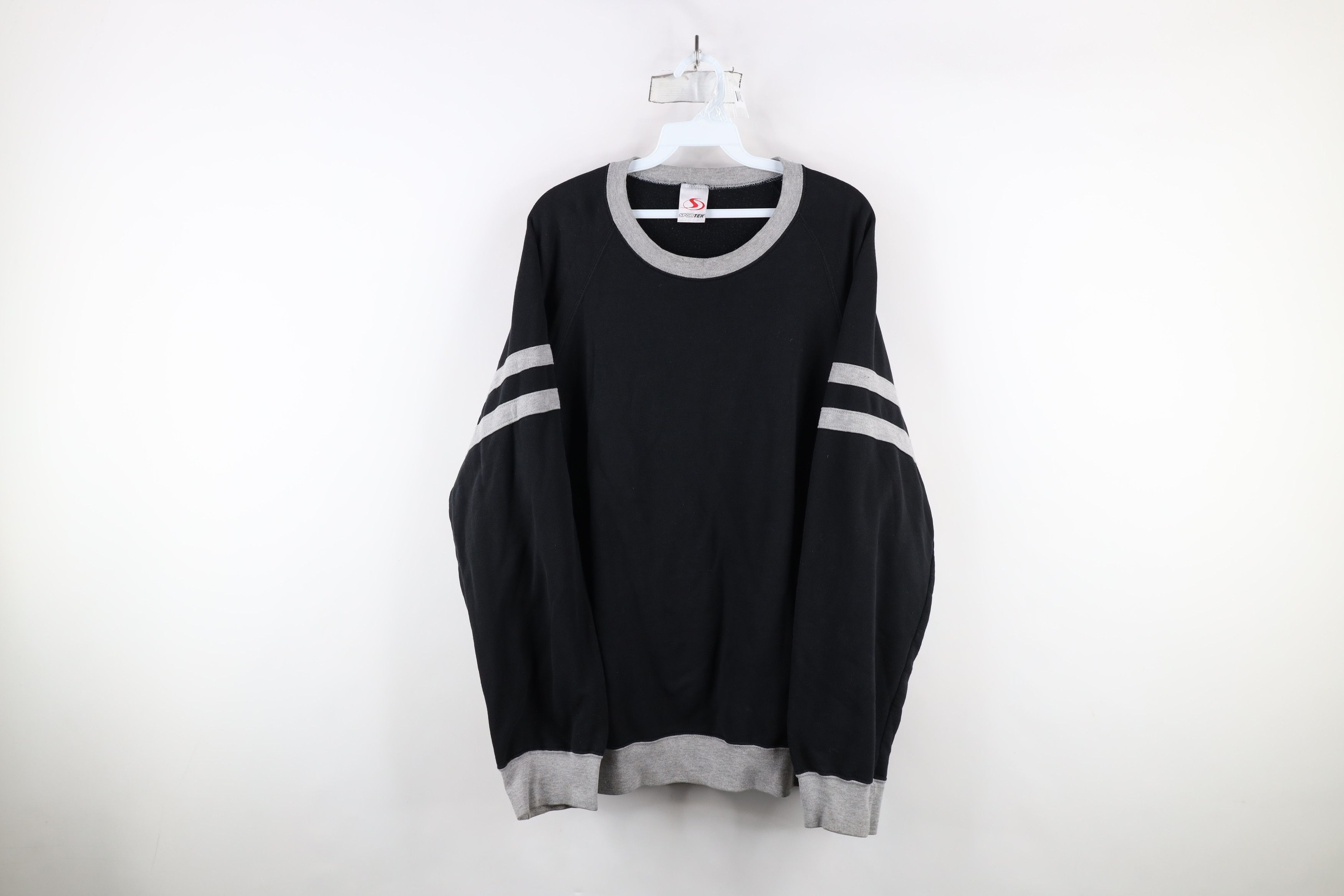 Vintage Vintage 90s Streetwear Striped Crewneck Sweatshirt Black Size US XL / EU 56 / 4 - 1 Thumbnail