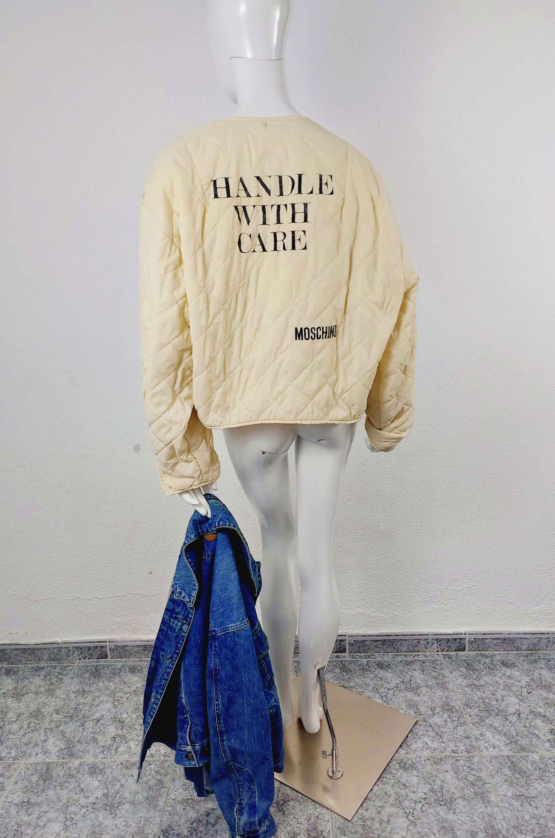 Moschino Moschino Jeans Handle With Care Denim Liner Jacket Size US M / EU 48-50 / 2 - 4 Thumbnail