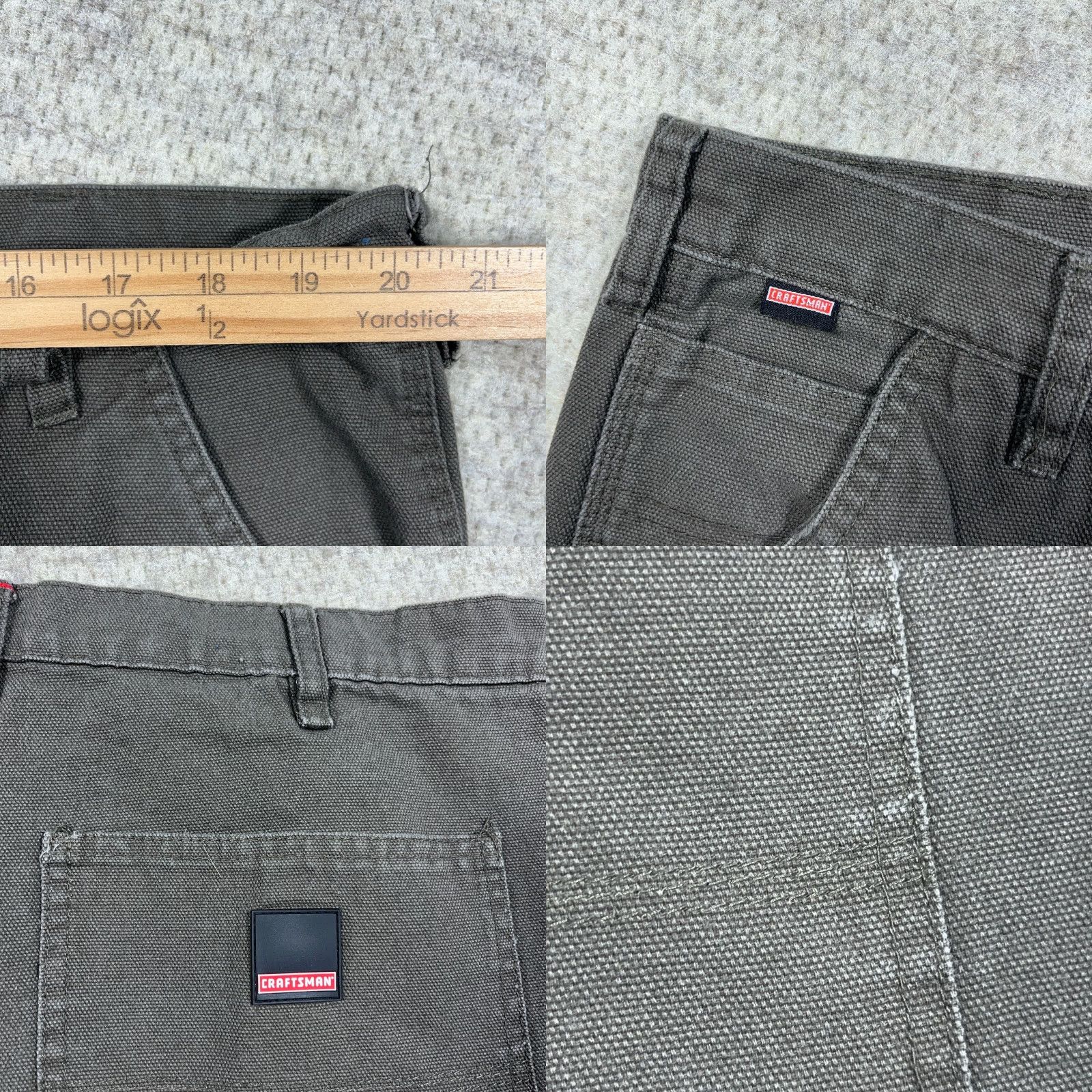 Olive Craftsman Pants Men 44x32 Green Carpenter Canvas Baggy Dark Olive Vintage Y2K Casual Workwear 5-Pocket Regular Straight Mens Size US 44 / EU 60 - 9 Thumbnail