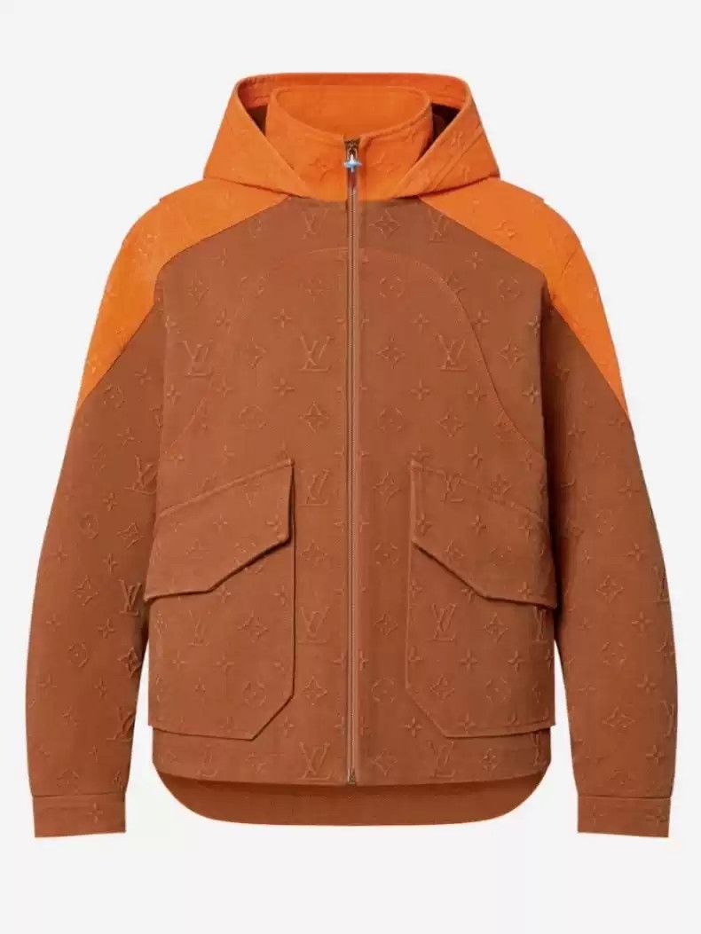 image of Louis Vuitton Relief Denim Logging Jacket in Brown, Men's (Size XL)