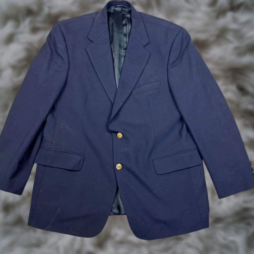 Brooks Brothers VTG Brooks Brothers 346 Men's 100% Wool 2-Button Blazer Blue 42S Blue Navy Mens Blazer Vintage 2-Button Single-Breasted Notch Lapel Wool Jacket Coat Size 42R - 1 Thumbnail