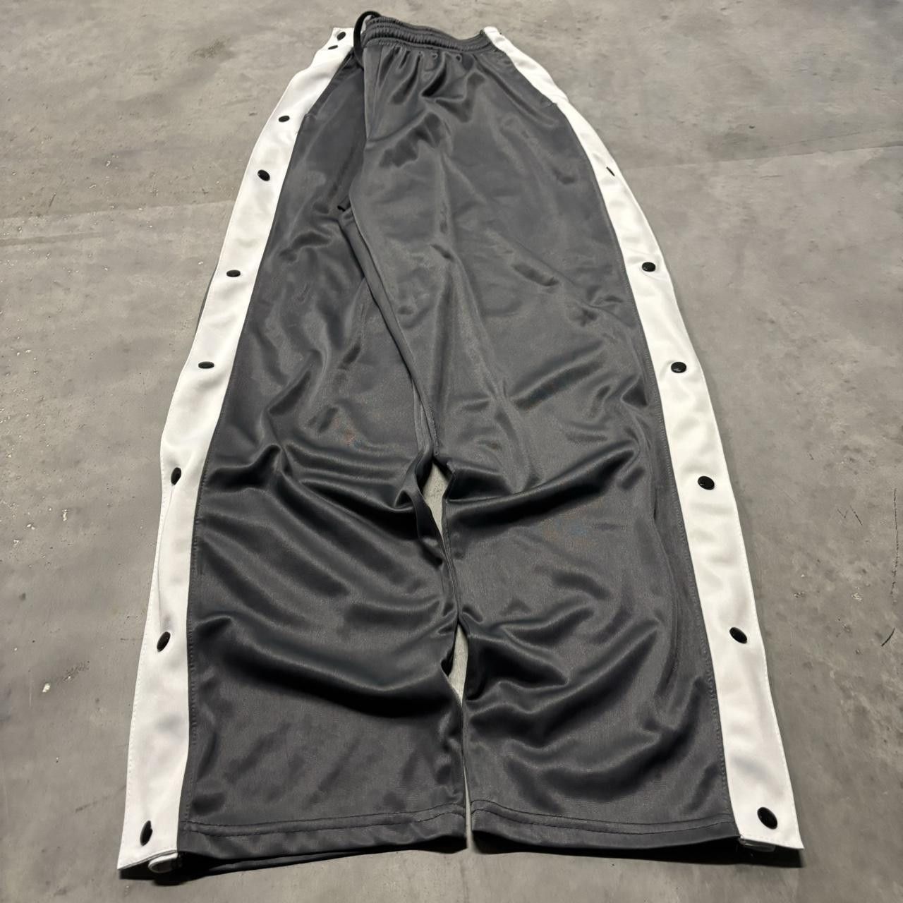 Japanese Brand × Vintage Crazy Vintage Y2K/2000s Grey White Striped Streetwear Skater Tear-Away Track Pants! Size US 30 / EU 46 - 2 Thumbnail