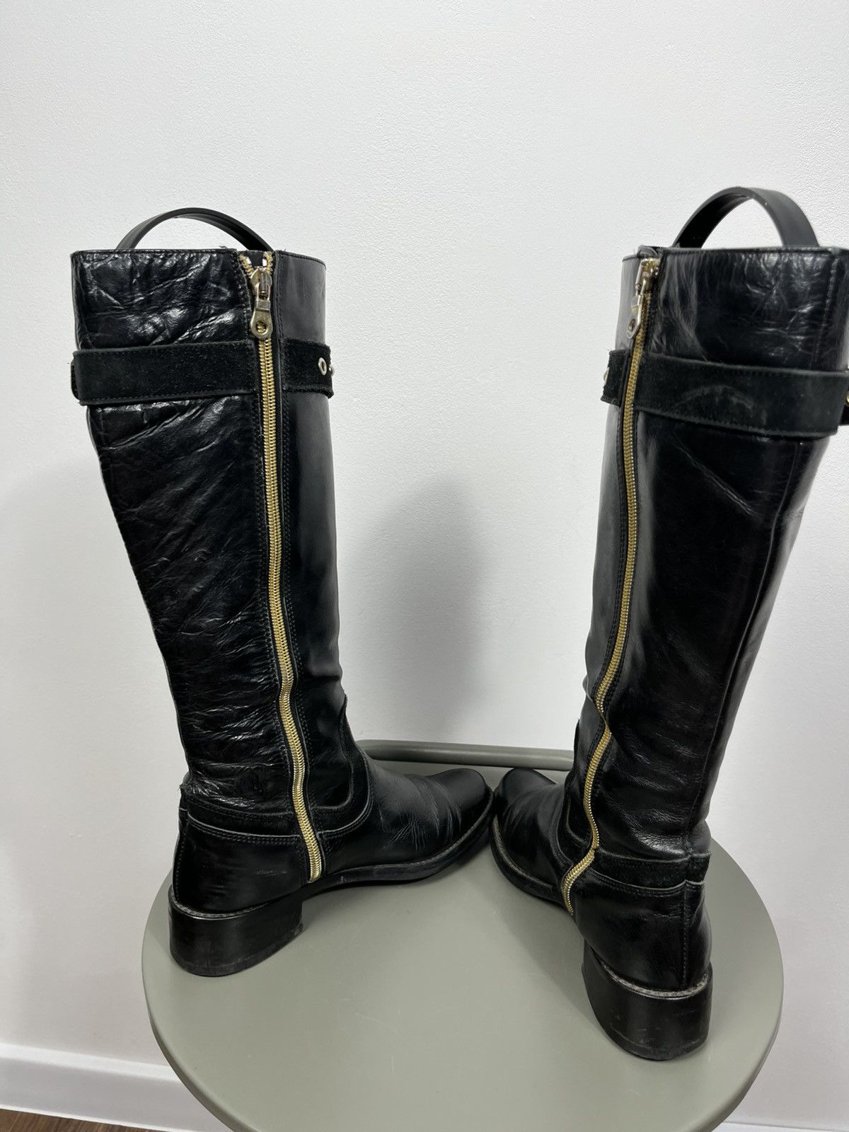Clarks Clarks Black Leather Knee High Boots Buckle Zip Size US 5 / IT 35 - 10 Thumbnail