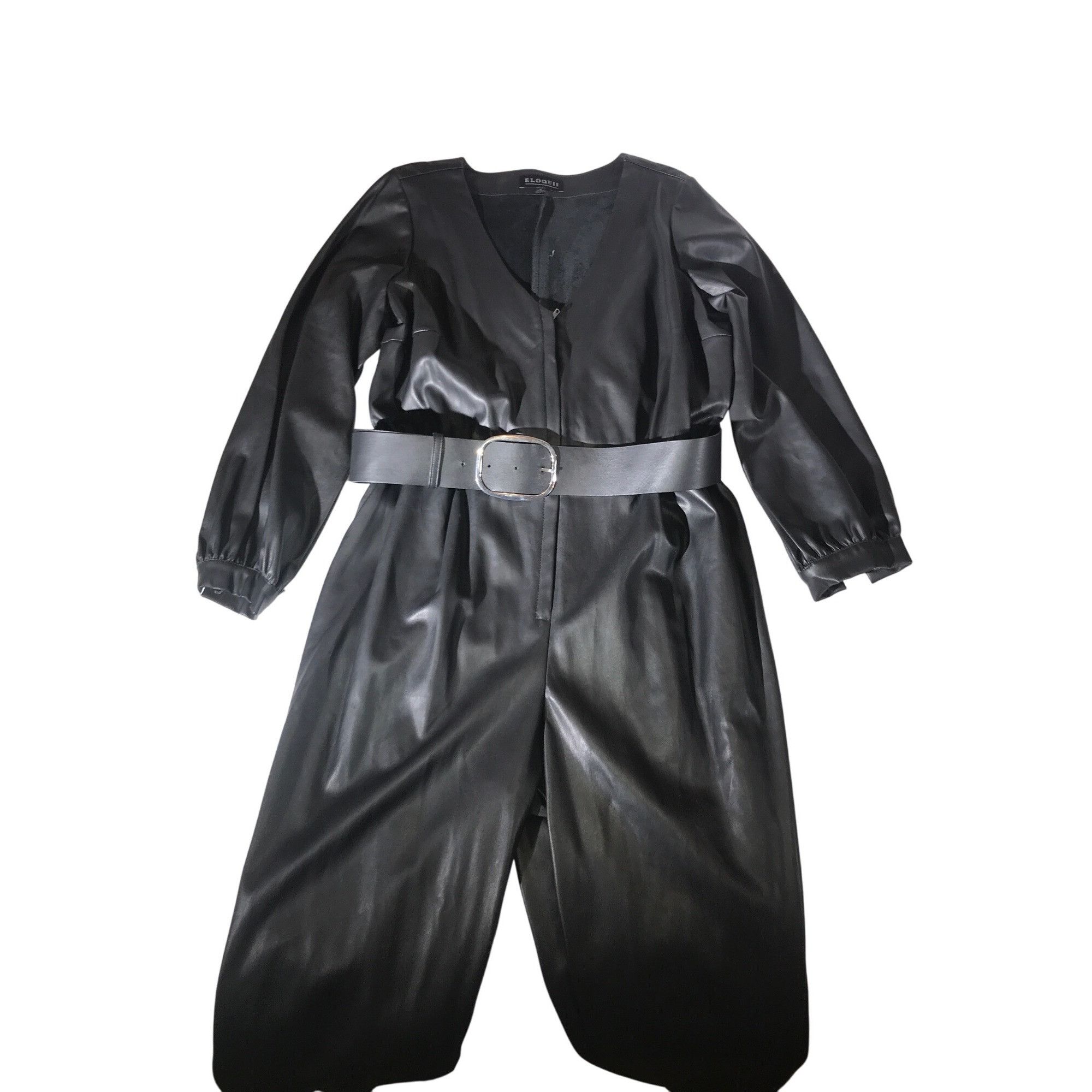 Other Eloquii Women's Black Plus Size Faux Leather Jumpsuit Size 40" / US 18 - 4 Thumbnail