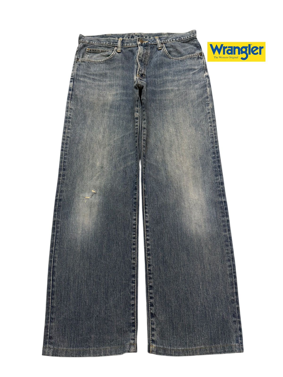 Wrangler Vintage 90s Wrangler Retro Blue Faded Wash Wide Leg Loose Size US 34 / EU 50 - 1 Thumbnail