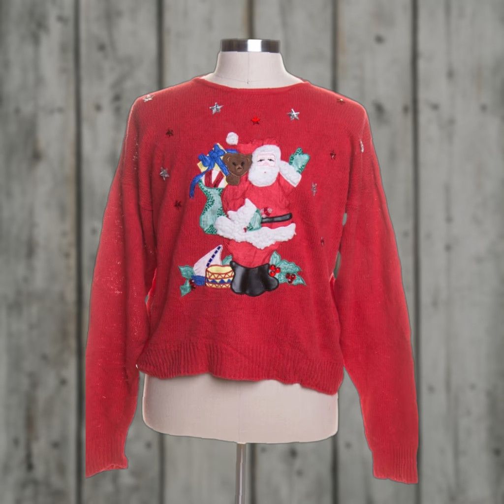 Vintage VINTAGE Red Ugly Christmas Pullover Shirt L Red Ramie/Cotton Nike style Santa 90s Men Womens Size L / US 10 / IT 46 - 1 Preview
