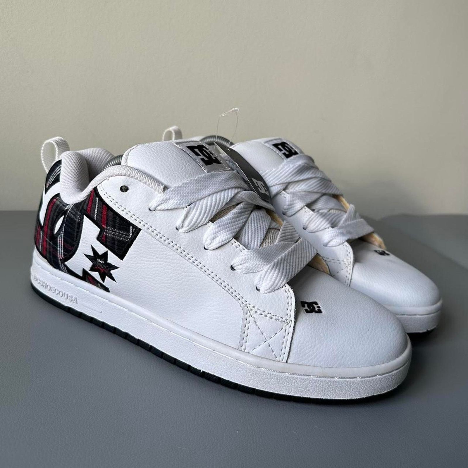 DC Black Plaid Y2K DC Fat Tongue Court Graffik Skate Shoe | Grailed