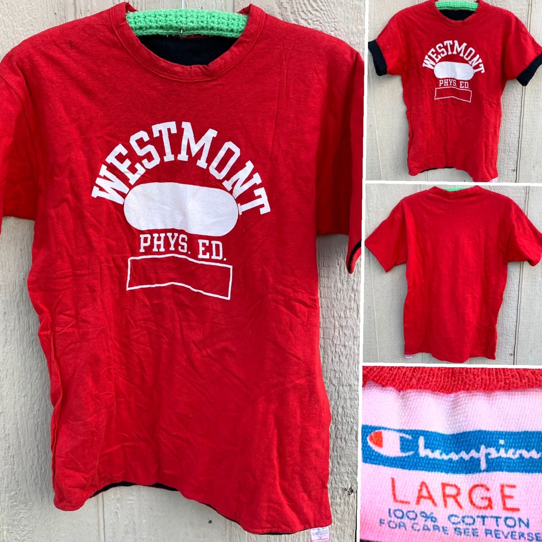 Champion VINTAGE Champion PE shirt Shirt Unisex L Red 70s reversible blue bar 70s L Mens Womens Boys Girls Size US L / EU 52-54 / 3 - 2 Thumbnail