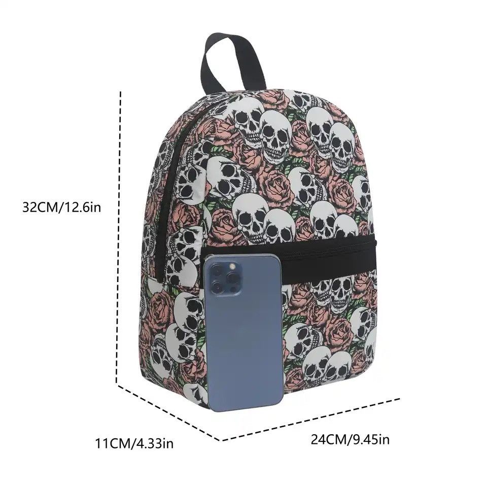 Other Commuting Skull Rose Personalized Fashion Backpack Size ONE SIZE - 6 Thumbnail