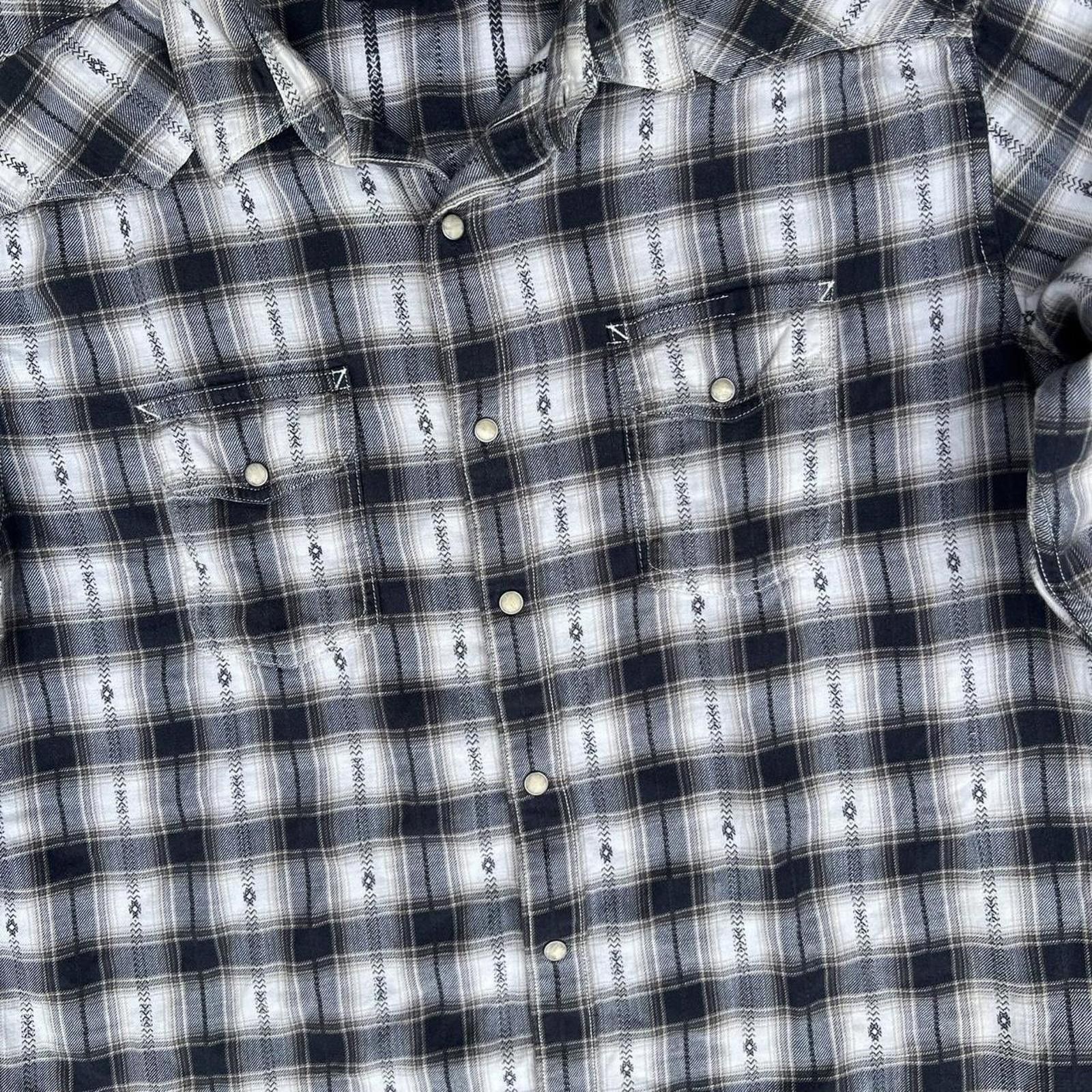 Lucky Brand Y2K Southwestern Knit Plaid Pattern Snap Button Down Shirt Size US L / EU 52-54 / 3 - 2 Thumbnail