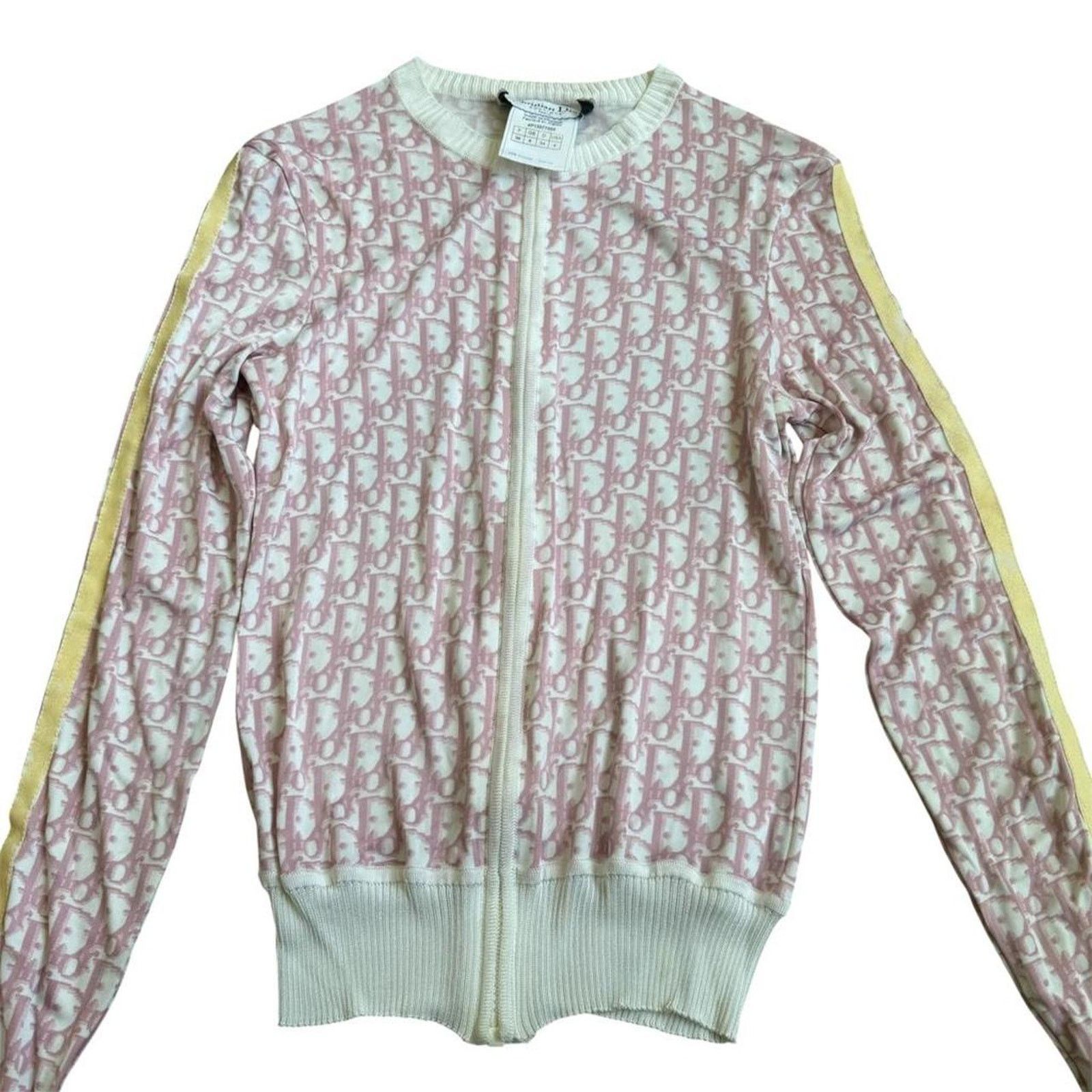 Dior Christian Dior Trotter Zip-Up Knit Cardigan Light Pink Size XS / US 0-2 / IT 36-38 - 2 Thumbnail