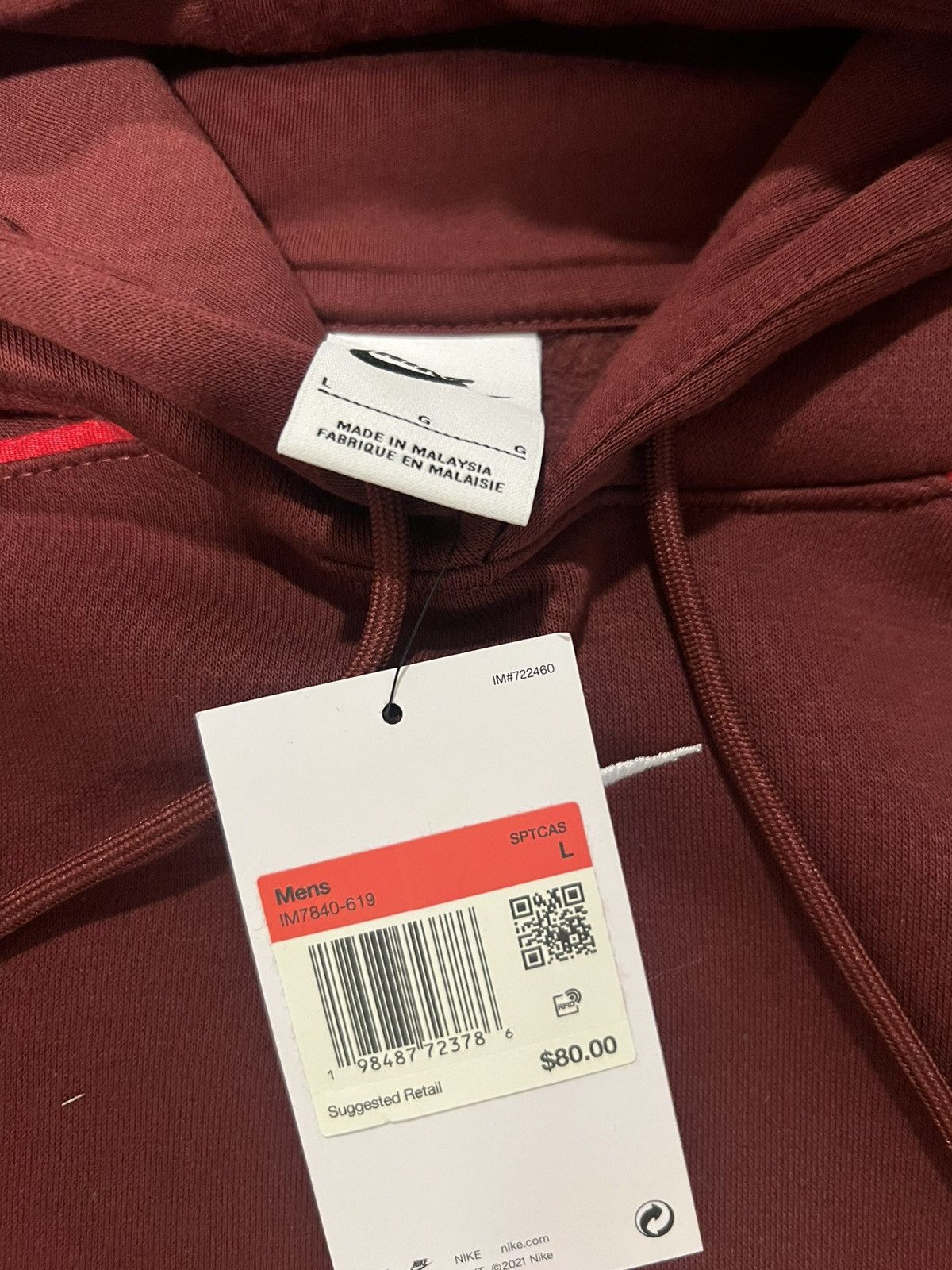 Nike Size L Men Nike NSW PullOver Hood Performance Graphic Maroon Size US L / EU 52-54 / 3 - 5 Thumbnail