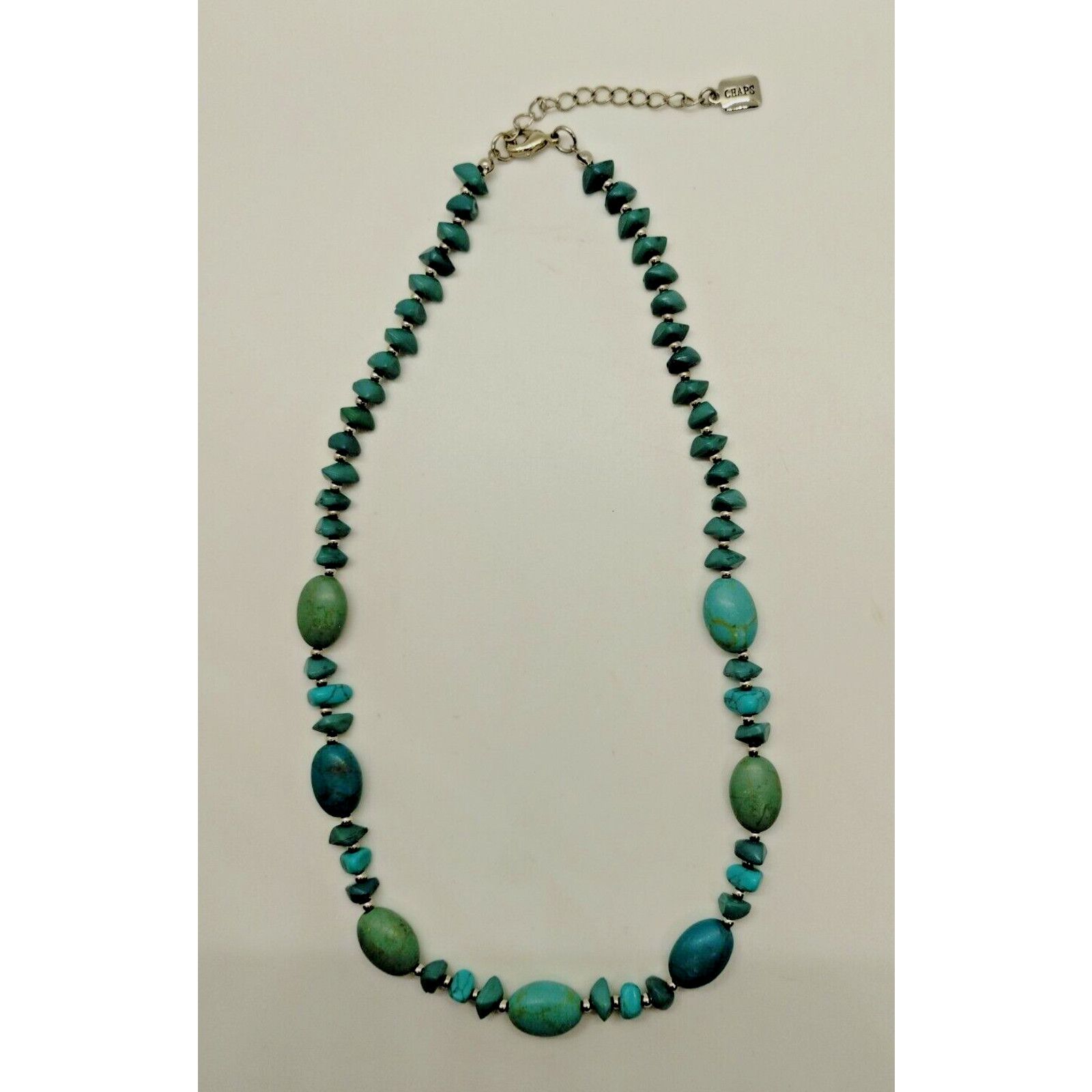 Chaps Chaps Silver Tone Faux Turquoise Colored Beads Necklace Size ONE SIZE - 2 Thumbnail