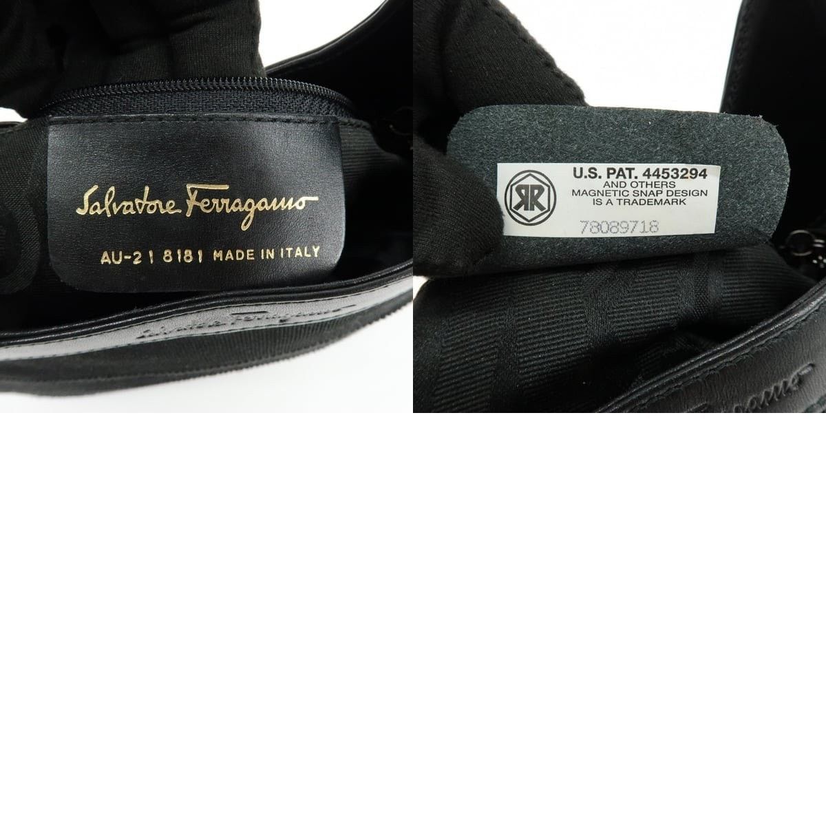Salvatore Ferragamo Ferragamo Vara Canvas & Leather Shoulder Bag Black Size ONE SIZE - 8 Thumbnail